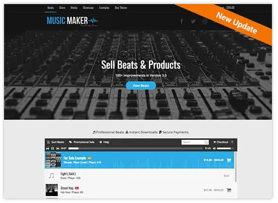 Best WordPress Themes for Beat Selling Websites and beat stores 7 Music Maker WordPress Theme