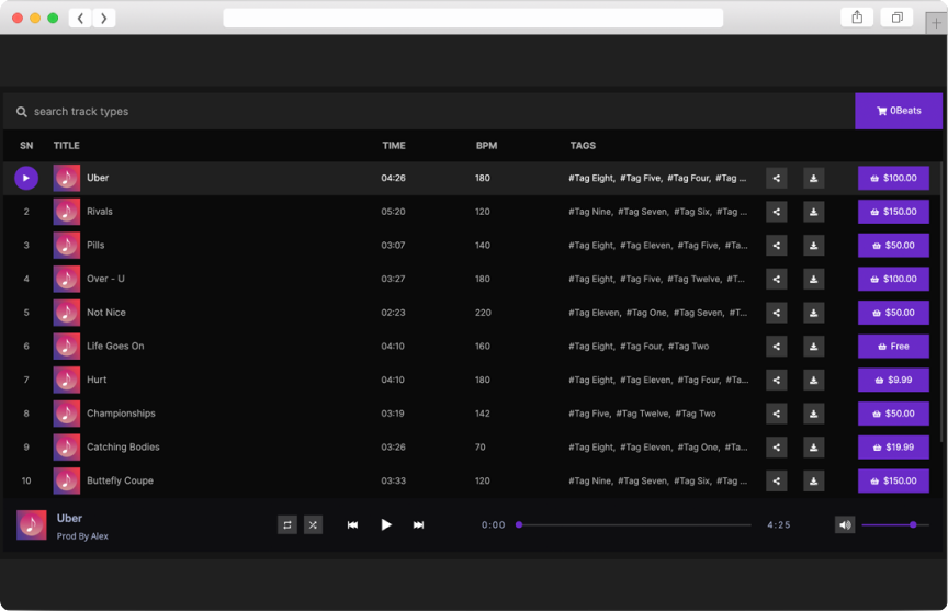 Best WordPress Themes for Beat Selling Websites and beat stores 3 player