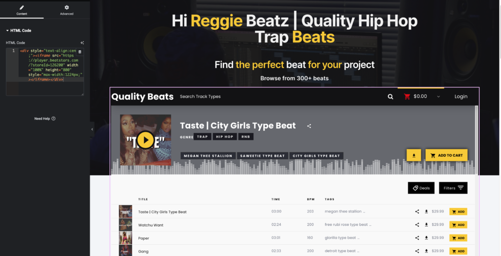 How to Center Beatstars Iframe Player on WordPress 2 Centering beatstars iframe blaze player on wordpress